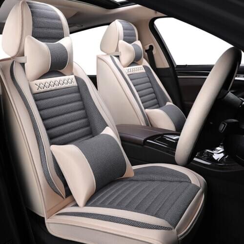 ZHOUSHENGLEE Universal Flax Car Seat covers for Volkswagen VW passat golf tiguan sharan jetta Variant UP Multivan Scirocco polo