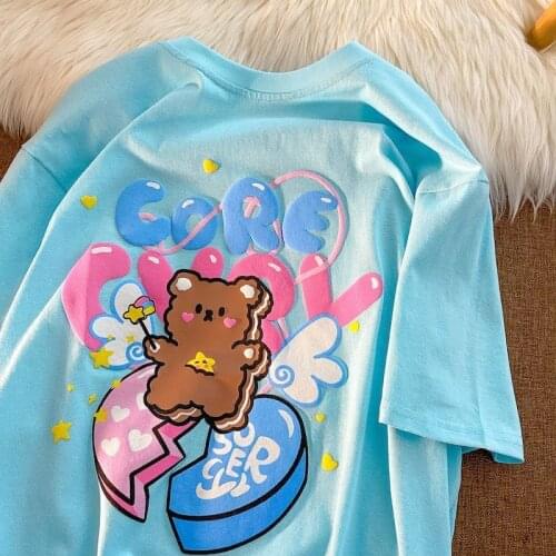 Cute New Sweety Girls White New Japan Printed Female Lovely Tops Y2k Graphic T Shirts Kawaii Korea Git Shirts for Women