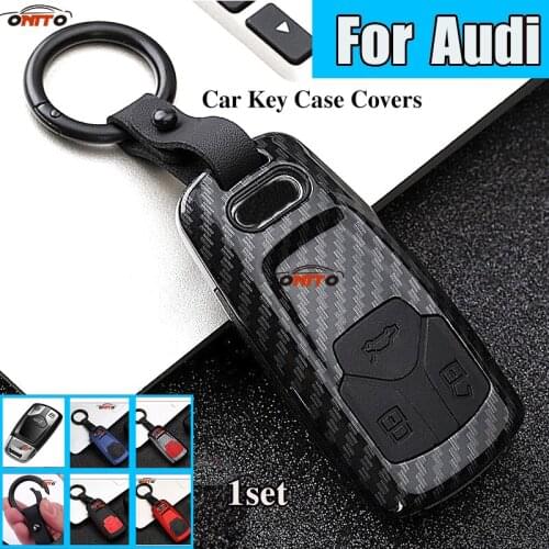 HIBEYO Car Key Case Shell Bag Carbon Silicone ABS for A5 A4 A6 Q4 Q5 F5 S5 8W RS5 A6 A7 C8 A8 S8 Keychain Accessory 3 Buttons