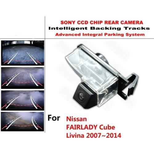 For Nissan FAIRLADY Cube Livina 2007~2014 CCD Intelligent Dynamic Trajectory Rear View Reverse Backup Tracks Camera Night Vision