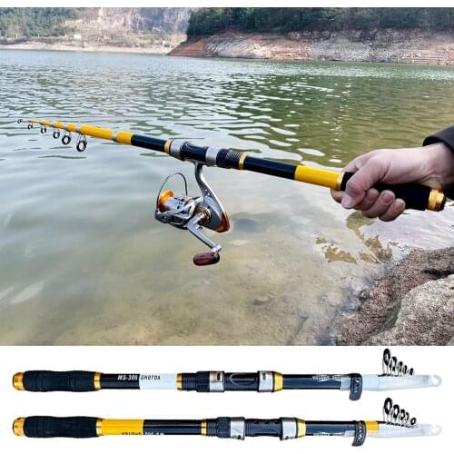 Fishing Rod Kit 2.1-3.6m Telescopic Pole Spinning Reel 5.2:1 HIgh Speed Portable Fishing Rod Set Fishing Tackle Gear