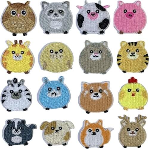 100pcs/lot Round Embroidery Patch Cute Animal Clothing Decoration Sewing Accessories Diy Iron Heat Transfer Applique