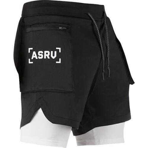 2020 Summer New Men2 in 1 Running Shorts Leisure Shorts Quick Drying Sport Shorts Built-in Hips Hiden Zipper Security Pockets