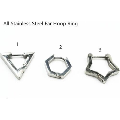 Lot50pcs Fashion Jewelry- PUNK EMO Men/Women Hoop Earrings Simple Ear Studs/Earring Stainless Steel Hoop Ring