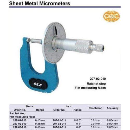 Sheet Metal Micrometers.0-50mm.0-2inch.Quality goods.only for the real thing 207-03-010
