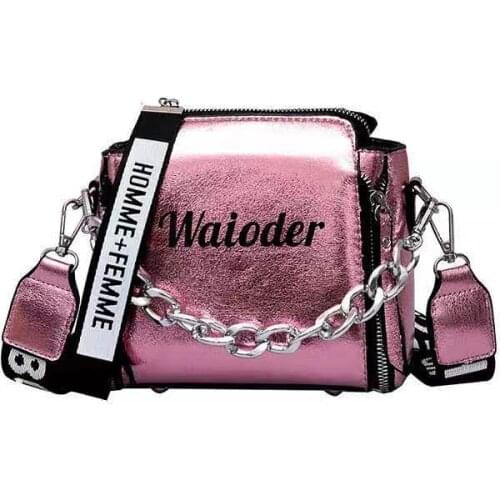Fashion Tide Ladies Letter Handbags Wide Strap Chains Shoulder Bag Women Crossbody Bags Bolsa 2021 Girls Small Purse