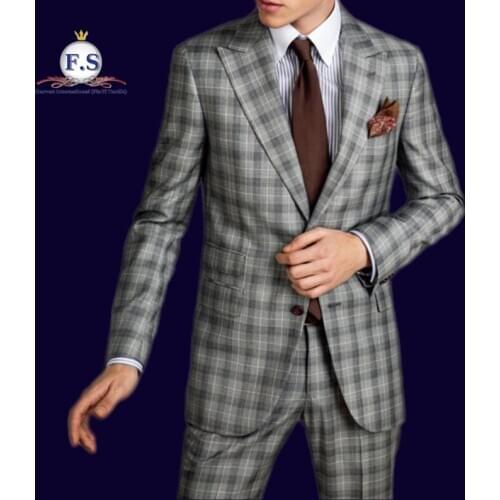 Fabric list for made to measure pure wool check for AUTUMN/WINTER 2pc formal occassion mens suits half canvassed