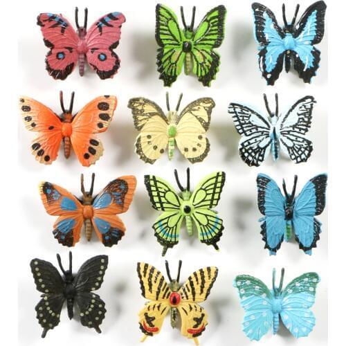 Simulation Insect Animals Figurines Colorful Butterfly Models set 12pcs mini plastic model Action Figures Kids Toys