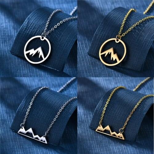 Stainless Steel Snowy Mountain Necklace Natural Mountain Pendant for Women Nature Lovers Skiers Hikers Campers Jewelry
