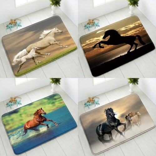 Animals Horse Non-Slip Bath Mat Bedroom Kitchen Doormat Indoor Floor Mats Balcony Corridor Carpet Absorbent Foot Pad Home Decor