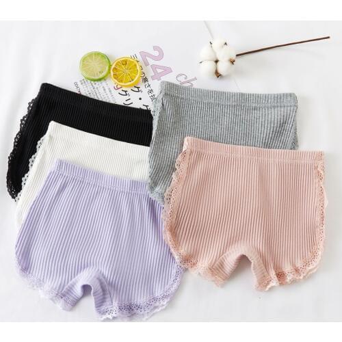 Kids Girls Underwear Teenage Boxers Lace Rib Cotton Panties For Girls Children Underpants Safety Briefs Shorts трусы для девочек