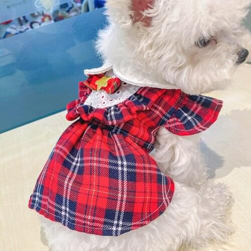 XS-XL New Fashion Warm Dog Clothes Puppy Pet Plush Plaid Skirt Winter Fashion Soft Skirt Coat For Small Dogs