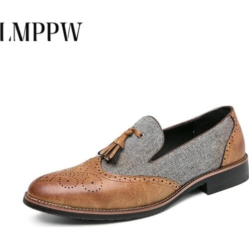 2021 Brogue Oxfords Business Mens Dress Shoes Big Size 38-46 Men Leather Shoes Formal Party Wedding Brand Men Casual Shoes 1.8a