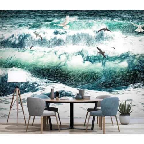 Custom photo wallpaper 3d wallpaper for walls 3 d sea landscape murals seagull surf tv background wall painting home decoration