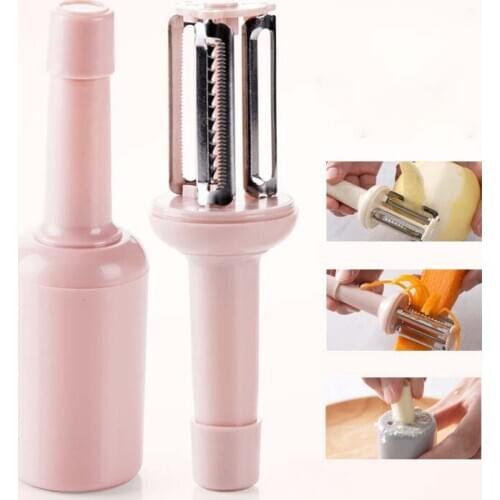 Portable Fruits Peeler Spiral Slicer 3Colors Kitchen Supplies ABS 1Pcs Vegetables Grater Beer Bottle Shape Multi Purpose