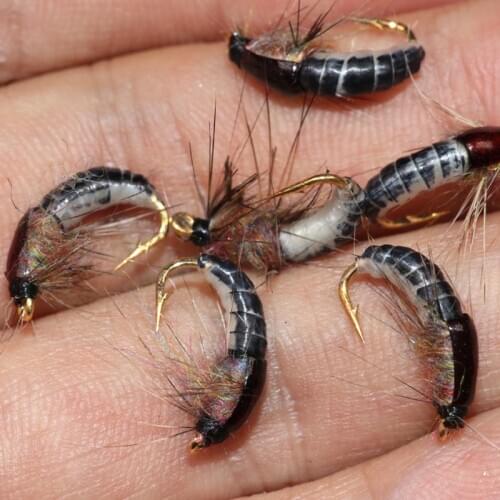 1PC New #12 Realistic Nymph Scud Fly For Trout Fishing Artificial Insect Bait Lure Simulated Scud Worm Fishing Lure