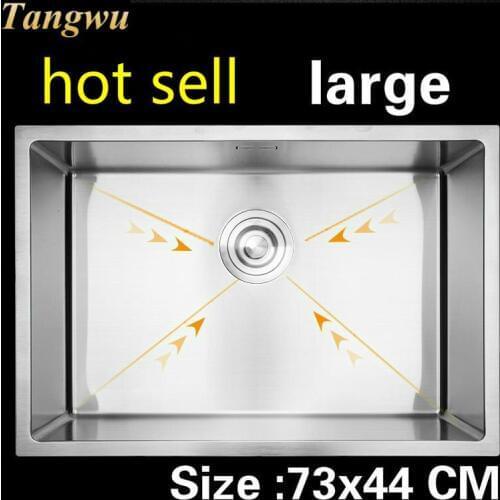 Free shipping Apartment kitchen manual sink single trough vogue do the dishes 304 stainless steel large hot sell 73x44 CM