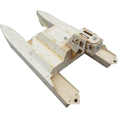 Hand-assembled Wooden Remote Control Catamaran Rescue Boat Kit Collection Ornaments