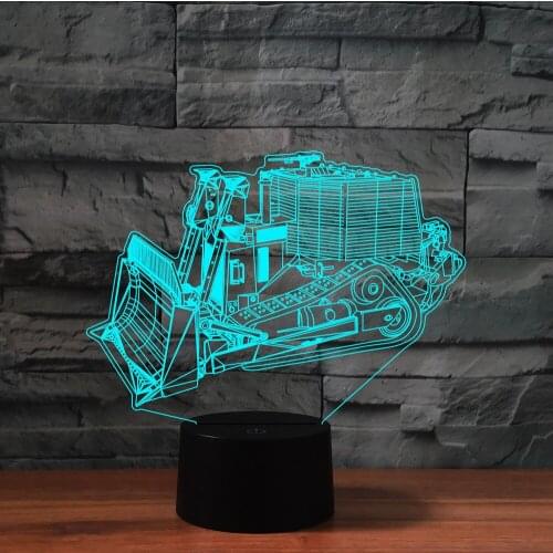 [Seven Neon]Bulldozer Lifting Machine Acrylic 7 Colors Desk Lamp 3D Lamp Novelty Gift Led Night Light Millennium Falcon Light