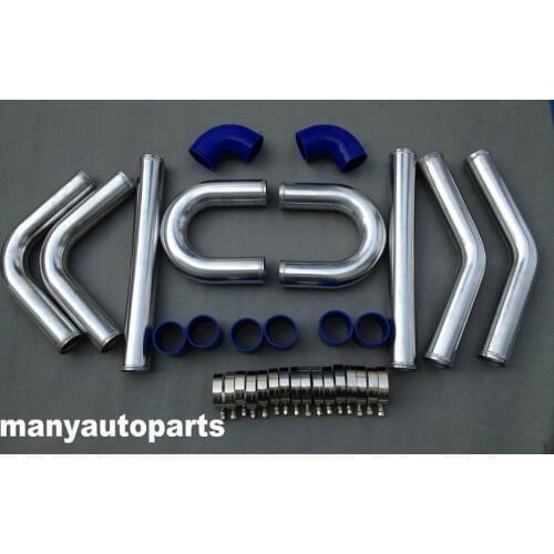 2" 51 mm Aluminum Universal Intercooler Turbo Piping pipe & Blue hose kits NEW
