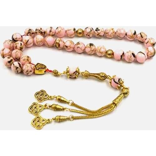 Tasbih pink stone with shell Muslim Rosary bead misbaha islamic Eid Gift 2021 arabic fashion product bracelets turkish jewelry