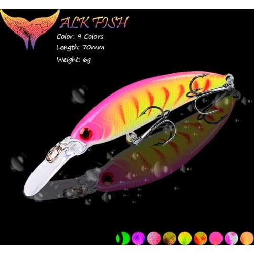 WALK FISH 1PCS 70mm/6g Minnow Fishing Lure Sinking Artificial Bait Long Shot Hard Bait Seawater Freshwater Carp Fishing Tackle