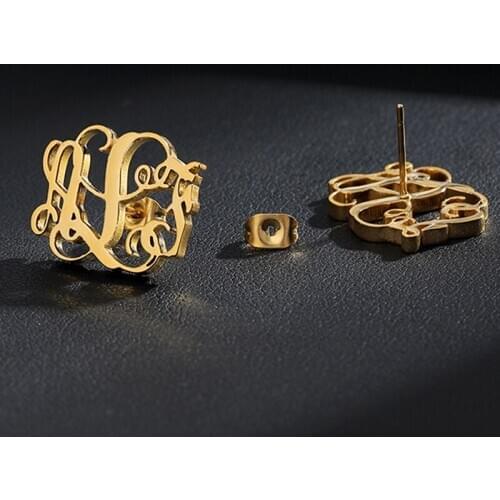 Tiny Initial Letter Fashion Custom Name Stud Earrings For Women Earrings Stainless Steel A-Z Alphabet Stud Earings couple Gift