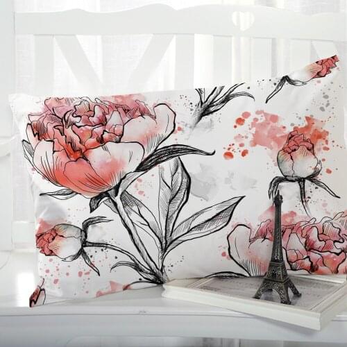 1pc Pillow cover Pillow case Luxury Bedding Pillowcase Pillowcovers decorative Customizable size 3D Print Flowers Pink Rose