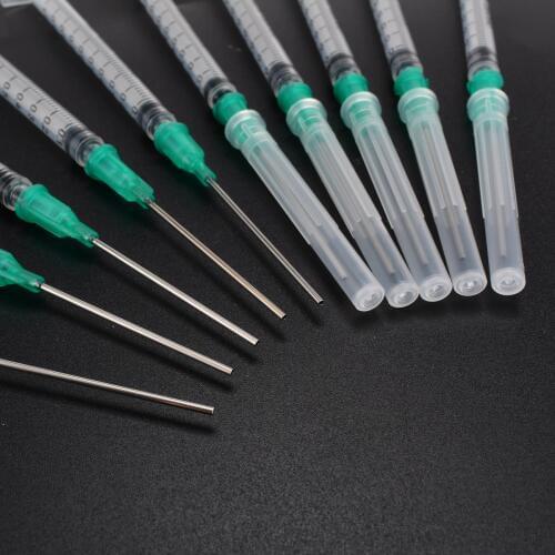 10Pcs 1ml Clean Syringe + 18Ga 1.5" Blunt Tip Needle + Protective Cover Cap Kit for Gardem Agricultural Irrigation