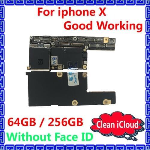 100% Good working motherboard for iphone X 64GB 256GB Original IOS system mainboard without face ID Clean iCloud logic board