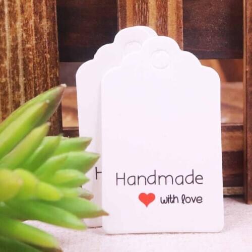 100pcs white red heart thank you label, shape gift tag label ,wedding just married /cake/bakery thank you tag label