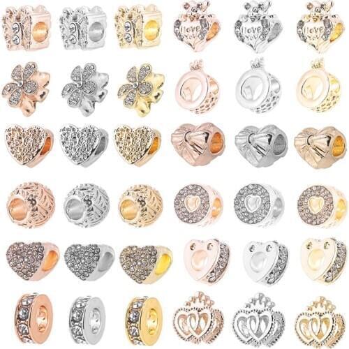 2Pcs/Lot Heart To Heart Bowknot Charm Beads Fit Original Brand Bracelets & Necklaces Pendant Authentic Crown Accessories Bijoux