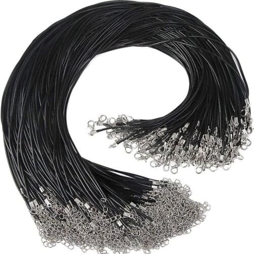 200 PCS Adjustable Black Rope Wax Line DIY Handmade Necklace Pendant Lobster Clasp Rope Line Jewelry Chain