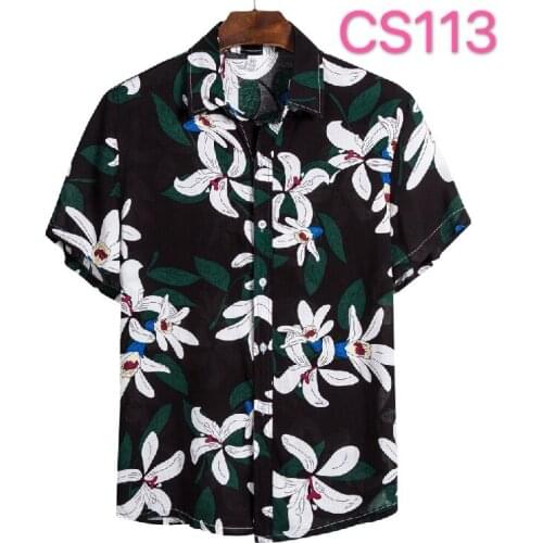 2021 Best Sale Men Plus Size Casual Summer Beach Floral Printed Hawaiian Short Sleeve Shirt