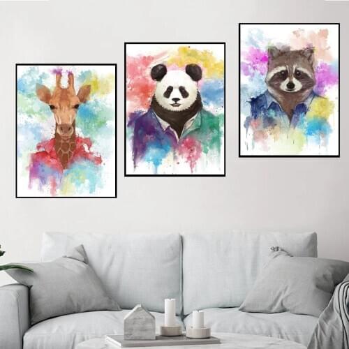 3 PCS Colorful Animals Painting By Numbers Cute Pictures Oil Painting By Numbers Gift Coloring By Numbers Canvas Wall Art Sets