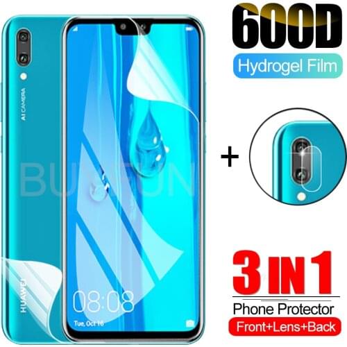 3-in-1 Hydrogel Film For Huawei Y9 2019 Screen Protector Camera Protective Glass For huawei y7 y6 y5 2019 y8p screen Lens film