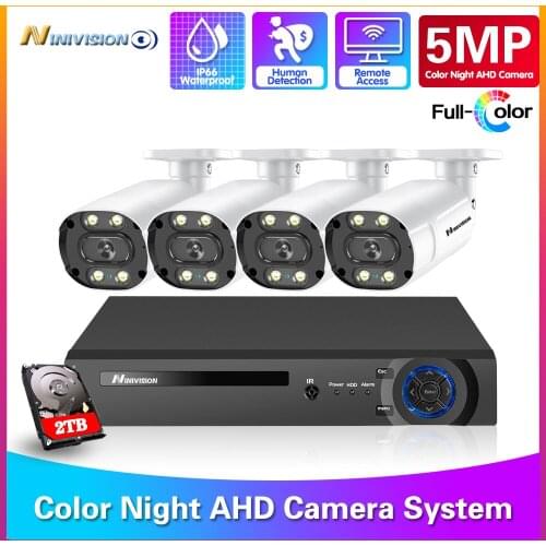 4CH 5MP CCTV Video Security DVR System 6 IN1 H.265+ DVR With 5MP Color Night Vision Outdoor Face Detection Surveillance Camera