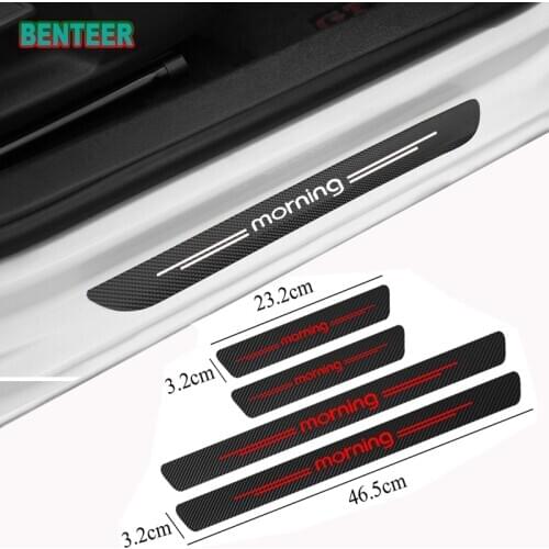 4pcs/lot NEW Carbon Fiber Car Door Sills Protector Stickers For Kia morning