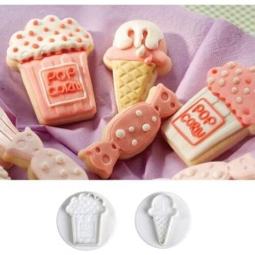 4pcs Cake/Car/Ice Cream Cake Cookie Plunger Cutter Fondant Gum Paste Cupcake Toppers Mold Biscuit Christmas Decorating Tool
