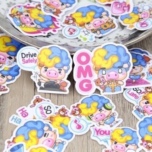 40 pcs/set scrapbook cute color pigs homemade collage foam buoy stickers stickers kawaii expression childrens toys