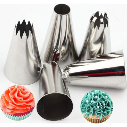 5Pcs/Set Big Size Rose Pastry Tips Dessert Stainless Steel Cake Icing Russian Piping Nozzles Cake Decoration Kitchen Accessories