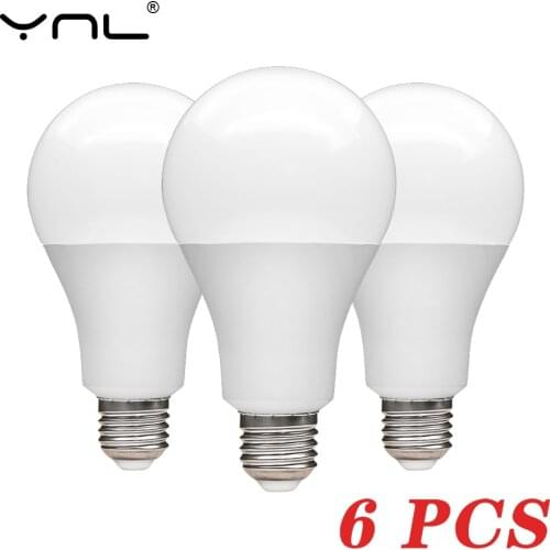 6pcs/lot E27 LED Bulb Lamp AC 220V 240V Real Power 3W 6W 9W 12W 15W 18W High Brightness LED Light Bulb For Table Lamp Spotlight