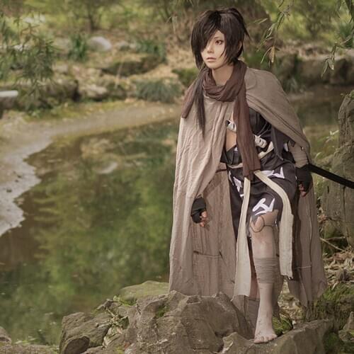 Anime Dororo Cosplay Hair Hyakkimaru Cosplay Black Hair Men Synthetic Hair Cosplay Headwear Halloween Party Cosplay Costumes