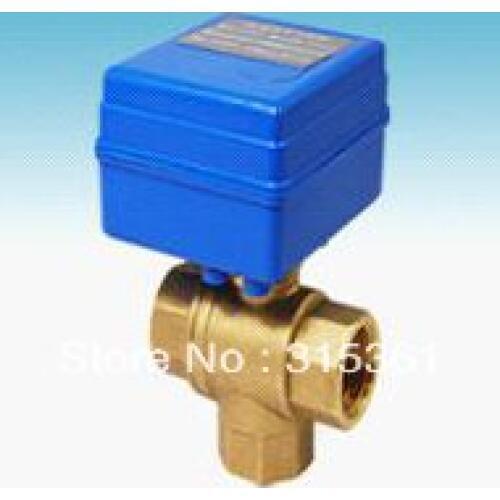 Free Shipping CWX-20 G3/4'' Three-way Brass Electric Ball Valve for Hot Water 5V Voltage CR01 or CR02 Control type