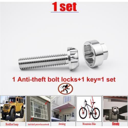 Bolt Security Anti Theft Screws Bolt M8 M10x70mm bolt screw 304Stainless Steel Mountain Bike Awning Car Accessories LED Light