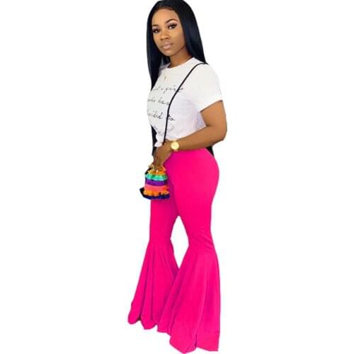 High Waist Flare Pants Bell Bottom for Women Neon Color Streetwear Solid Skinny Wide Leg Pants Female Push Up Boot Cut Trousers