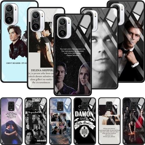 Tempered Glass Phone Case For Xiaomi Redmi Note 9s 8 10 k30 k40 Pro Plus 9 7 8t 9a 9t 10s Coque Smartphone The Vampire Diaries