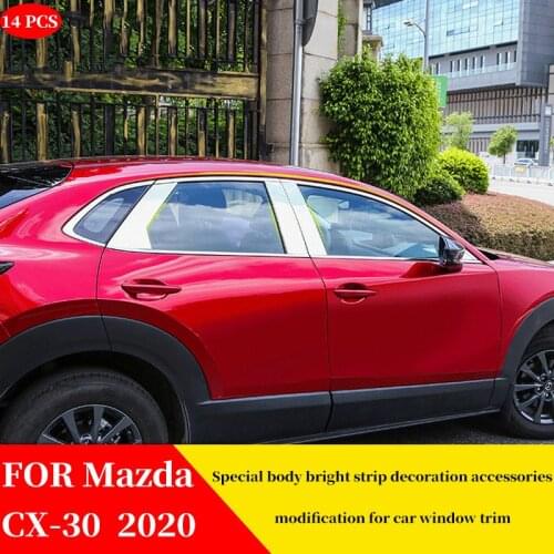 FOR Mazda CX-30 CX30 2020 Modified Car Window Trim Special Body Bright Strip Decoration Stickers Special Accessories