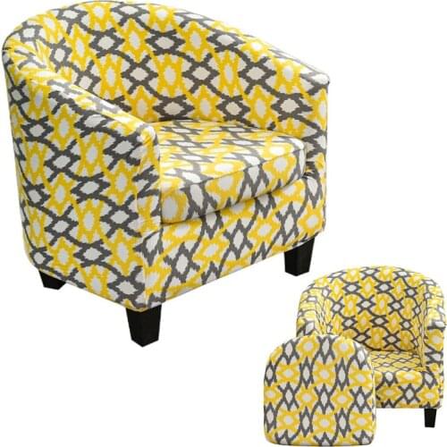 Stretch Single Chair Cover Fashion Print Home Office Armchair Protector Splittable Single Sofa Cover for Club Shop Bar