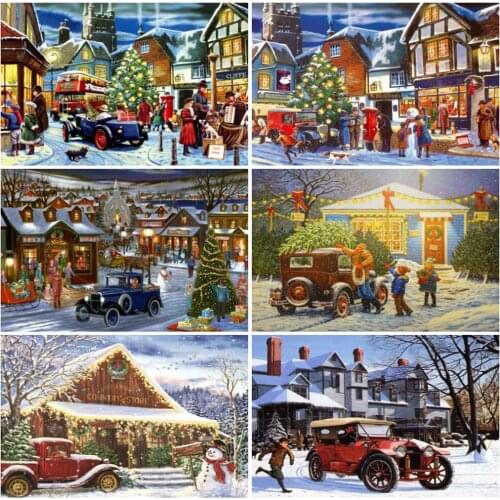 EverShine Diamond Painting Car Diamond Mosaic Landscape Rhinestones Art Home Decoration Christmas Tree Cross Stitch Handmade
